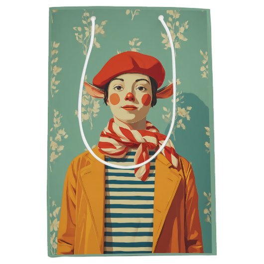 grillige retro kerst elf medium cadeauzakje (Voorkant)