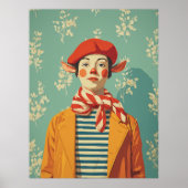 grillige retro kerst elf poster (Voorkant)