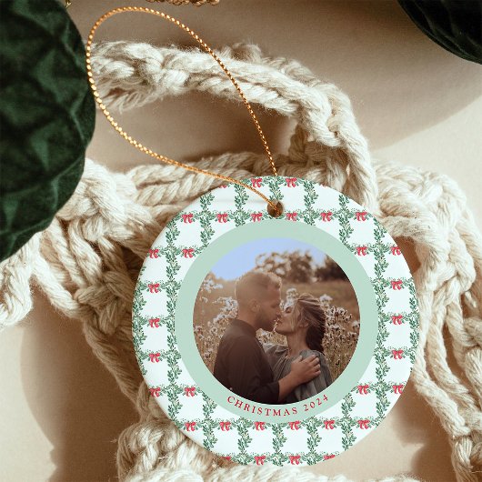grillige retro | Kerstmispatroon en foto Keramisch Ornament