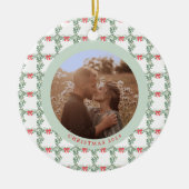 grillige retro | Kerstmispatroon en foto Keramisch Ornament (Voorkant)