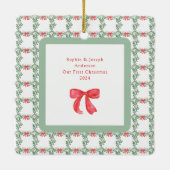 grillige retro | Kerstmispatroon met Foto Keramisch Ornament (Achterkant)