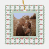 grillige retro | Kerstmispatroon met Foto Keramisch Ornament (Voorkant)