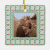 grillige retro | Kerstmispatroon met Foto Keramisch Ornament (Voorkant)