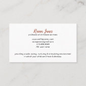 grillige retro kinderhond bel de nanny visitekaartje (Achterkant)