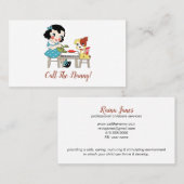 grillige retro kinderhond bel de nanny visitekaartje (Voorkant / Achterkant)