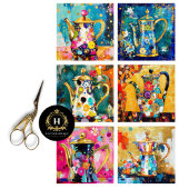 grillige retro koffiepot decoupage tissuepapier