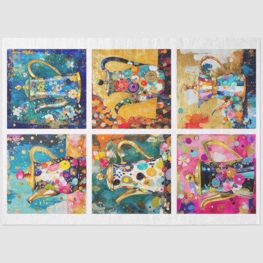 grillige retro koffiepot decoupage tissuepapier (Voorkant)