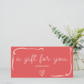Grillige Retro Koraalrode Kerstcadeaubon (Staand voorkant)