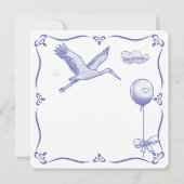 Grillige retro Ooievaar Babyshower Uitnodiging (Achterkant)