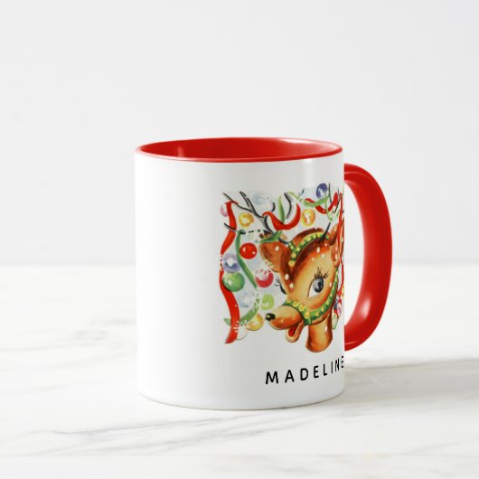 grillige retro  rendier kerst mok (Voorkant rechts)