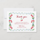 grillige retro rode kersen Lijst | Baby Shower Bedankkaart (Voorkant)