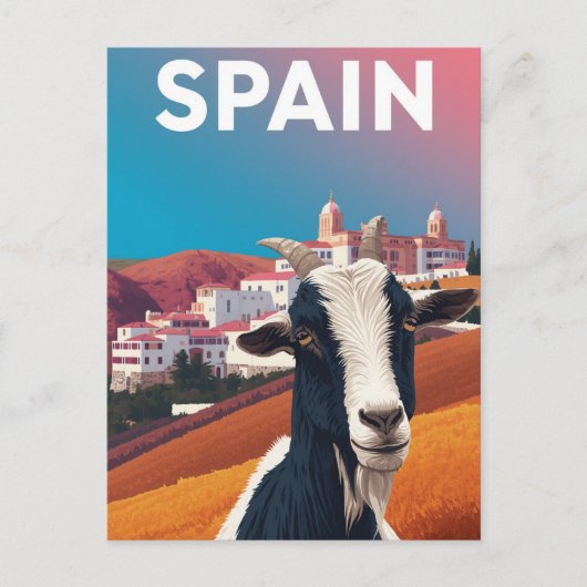 Grillige Retro Spanje Bergdorp Geit Reizen Briefkaart (Voorkant)