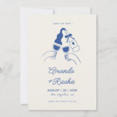 Grillige Retro Speelse Handgetekende Bruiloft Chee Save The Date (Voorkant)