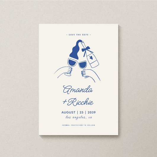 Grillige Retro Speelse Handgetekende Bruiloft Chee Save The Date