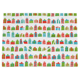 grillige retro verpakte cadeaus patroon kerst groot cadeauzakje