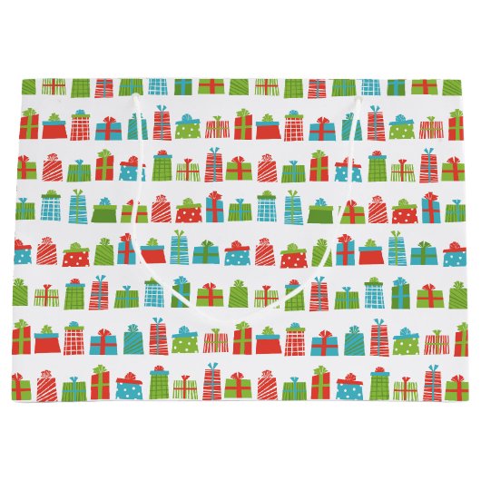 grillige retro verpakte cadeaus patroon kerst groot cadeauzakje (Voorkant)