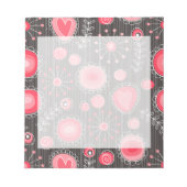 Grillige rode en grijze harten en bloemen bloemmot notitieblok (Voorkant)