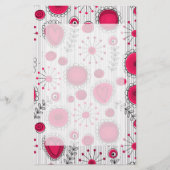 Grillige rode en witte harten en bloemen bloemmoti briefpapier (Voorkant)