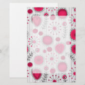 Grillige rode en witte harten en bloemen bloemmoti briefpapier (Voorkant / Achterkant)