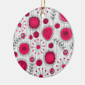 Grillige rode en witte harten en bloemen bloemmoti keramisch ornament (Links)