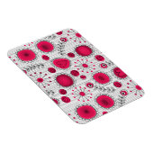 Grillige rode en witte harten en bloemen bloemmoti magneet (Rechterzijde)