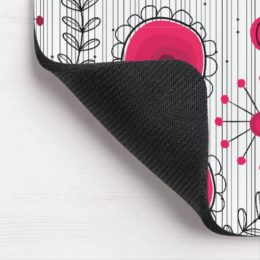 Grillige rode en witte harten en bloemen bloemmoti muismat (Hoek)