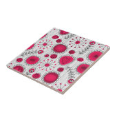 Grillige rode en witte harten en bloemen bloemmoti tegeltje (Zijkant)