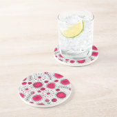 Grillige rode en witte harten en bloemen bloemmoti zandsteen onderzetter (Zijkant)