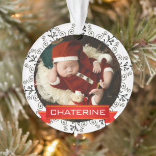Grillige rode en zwarte takken Baby eerste kerst Ornament