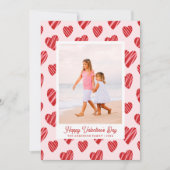 Grillige Rode Harten Valentijnsdag Roze Foto Feestdagenkaart (Voorkant)