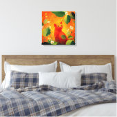 Grillige Rode Kat Wilde Bloementuin Canvas Afdruk (Insitu (Slaapkamer))