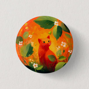 Grillige Rode Kat Wildernis Tuin Ronde Button 3,2 Cm