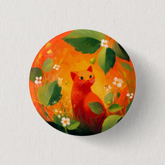 Grillige Rode Kat Wildernis Tuin Ronde Button 3,2 Cm (Voorkant)
