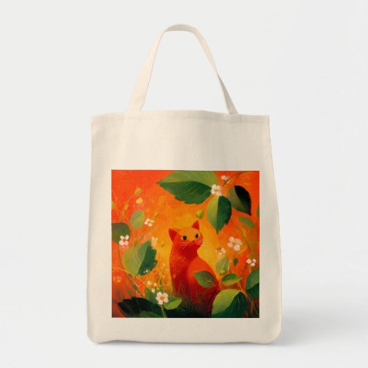 Grillige Rode Kat Wildernis Tuin Tote Bag (Voorkant)