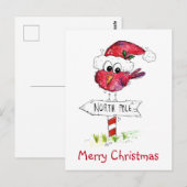 Grillige Rode Kerstvogel Briefkaart (Voorkant / Achterkant)