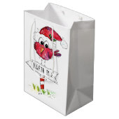 Grillige Rode Kerstvogel Medium Cadeauzakje (Achterkant Gekanteld)