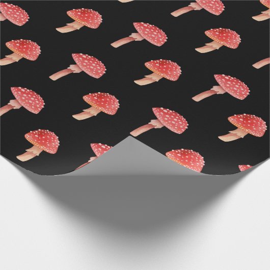 grillige rode paddenstoel | Toadstool Black Woodla Cadeaupapier (Hoek)