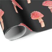 grillige rode paddenstoel | Toadstool Black Woodla Cadeaupapier (Rol Hoek)