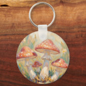 Grillige rode paddestoelen weide schilderij sleutelhanger (Achterkant)