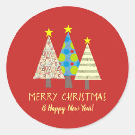 Grillige Rode Prettig Kerstfeest Ronde Sticker