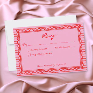 Grillige Rode Roze Aquarel Streep Bruiloft RSVP Kaartje