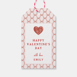 Grillige Rode Strik Harten Gelukkige Valentijnsdag Cadeaulabel