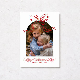 Grillige Rode Strik Valentijnsdag Fotokaart Kaart