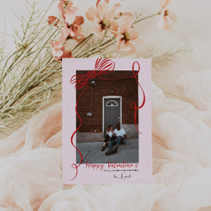 Grillige Rode Strik Valentijnsdag Fotokaart Kaart