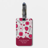 Grillige rode witte harten bloemen bloem naam bagagelabel (Achterkant verticaal)