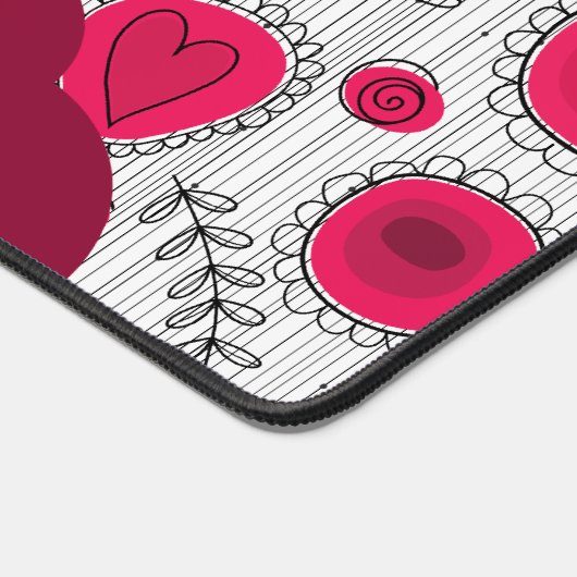 Grillige rode witte harten bloemen bloem naam bureaumat (Hoek)