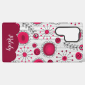 Grillige rode witte harten bloemen bloem naam samsung galaxy hoesje (Achterkant horizontaal)