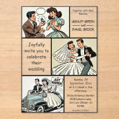  grillige romantische paar komische bruiloft acryl uitnodigingen (Voorkant)