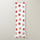 Grillige Rood & Witte Bloem Retro Bloemendesign Lichaamskussen (Voorkant Verticaal)