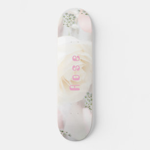 Grillige Roos en Witte Bloemen Persoonlijk Skateboard